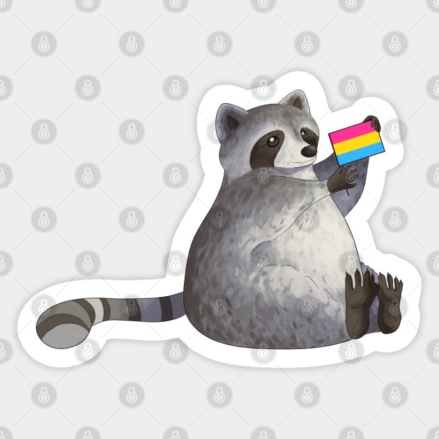 Pansexual Pride Raccoon Sticker by celestialuka